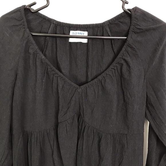 Old Navy Top Womens Size XS Babydoll V Neck Long Sleeve Gauze Textured New - Picture 3 of 9